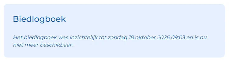 Move.nl: het biedlogboek was inzichtelijk tot zondag 18 oktober 2026 09:03 en is nu niet meer beschikbaar.
